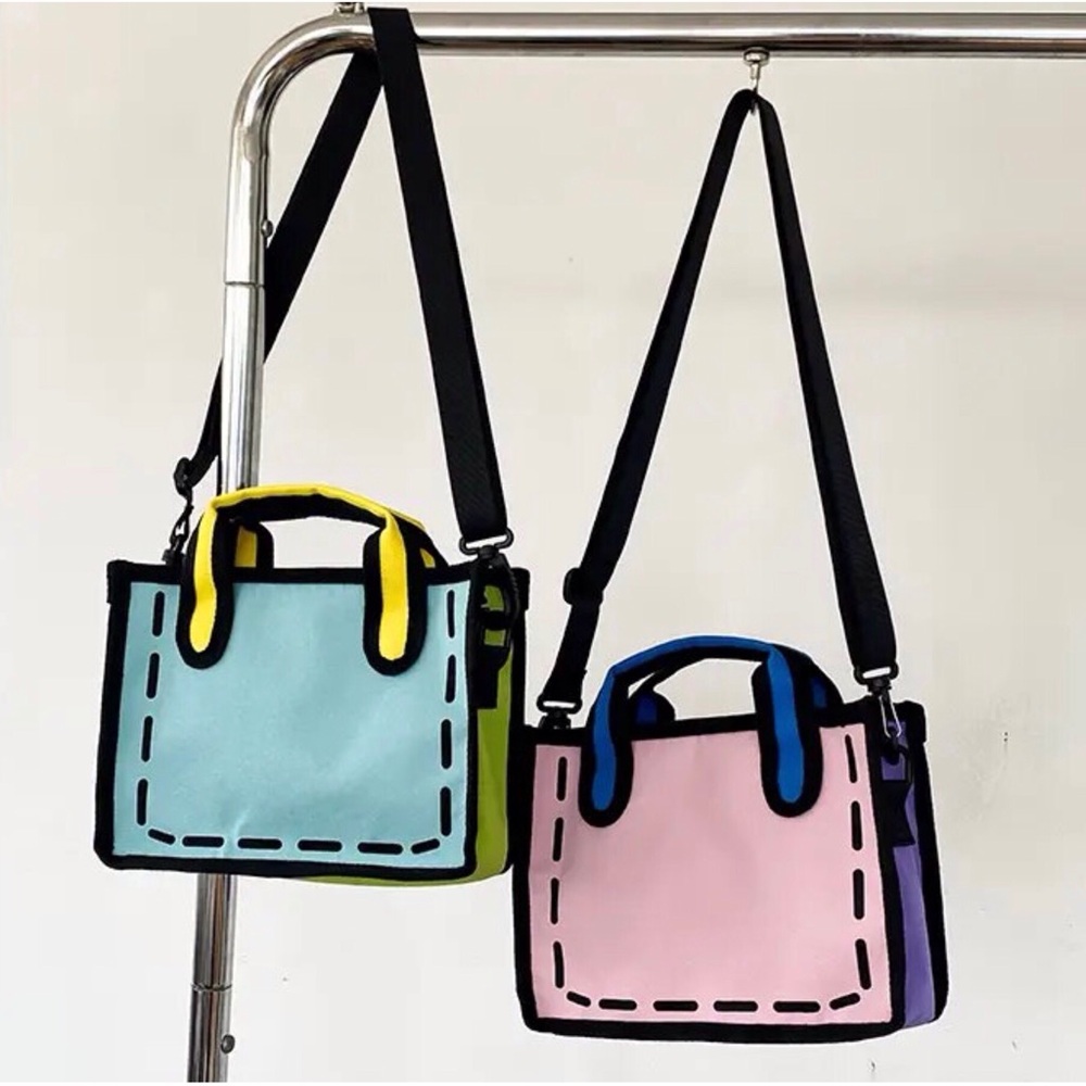 3d Cartoon-like Blue Crossbody purse handbag